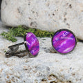Black Steel Cufflinks with Abstract Glass #116