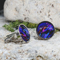 Silver Steel Cufflinks with Abstract Glass #105