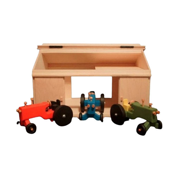 Wooden Machine Shed with Tractor Toy