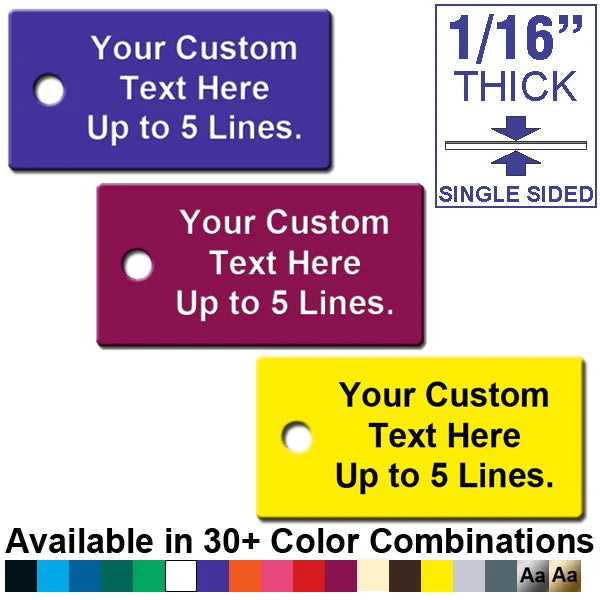 1 Inch x 2 Inch Rectangle Plastic Tag CUSTOM ENGRAVED
