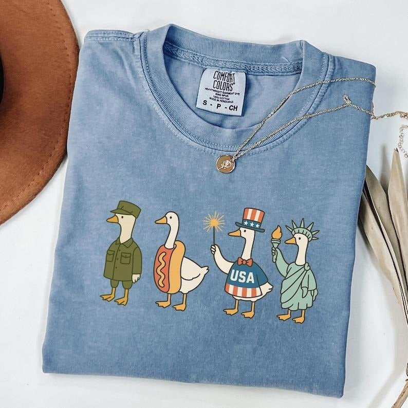Comfort Colors 4th of July Shirt, USA Shirt, Fourth of July Goose Shirt, American Flag Shirt, Classic USA Shirt, Goose Shirt, Funny Shirt