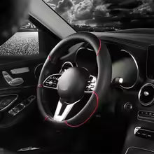 All Seasons Leather Diamond Steering Wheel Cover Universal Fit for 14 .5-15 Inch Durable Leather Cover Anti-Slip Veins Design