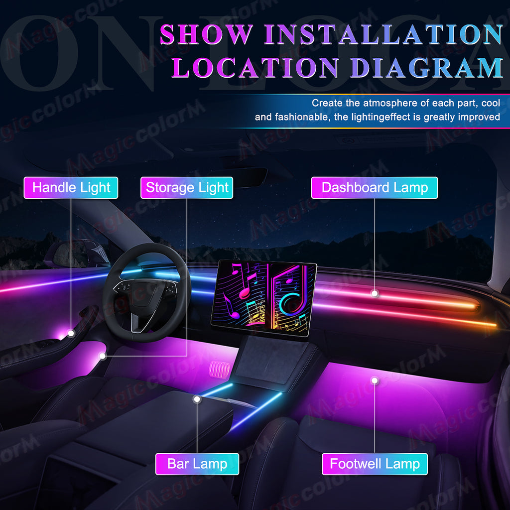 18 in 1 Led Car Ambient Lights 213 64 Color RGB Symphony Streamer Bluetooth Rainbow Interior Acrylic Strips Atmosphere Lamp Kit