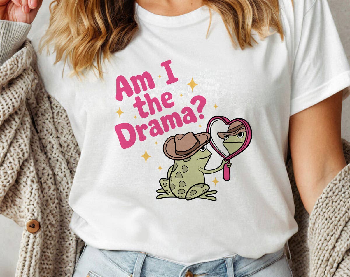 Am I the Drama? - Funny Frog Meme Beach Graphic Shirt