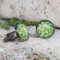 Black Steel Cufflinks with Abstract Glass #101
