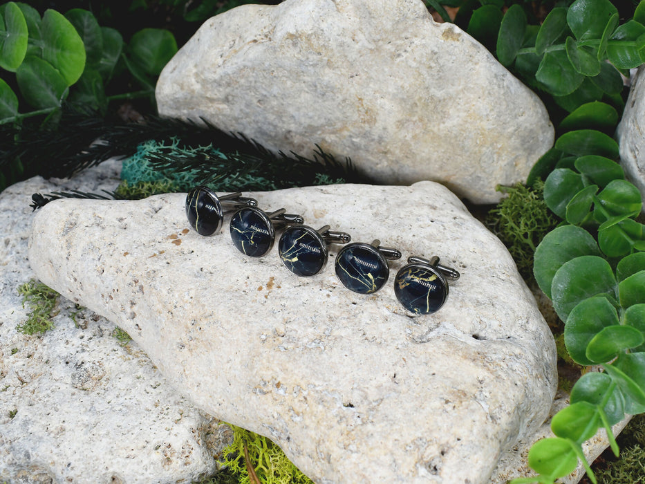 Black Steel Cufflinks with Abstract Glass #93