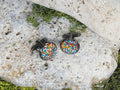 Black Steel Cufflinks with Abstract Glass #102