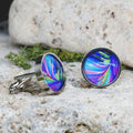 Silver Steel Cufflinks with Abstract Glass #107