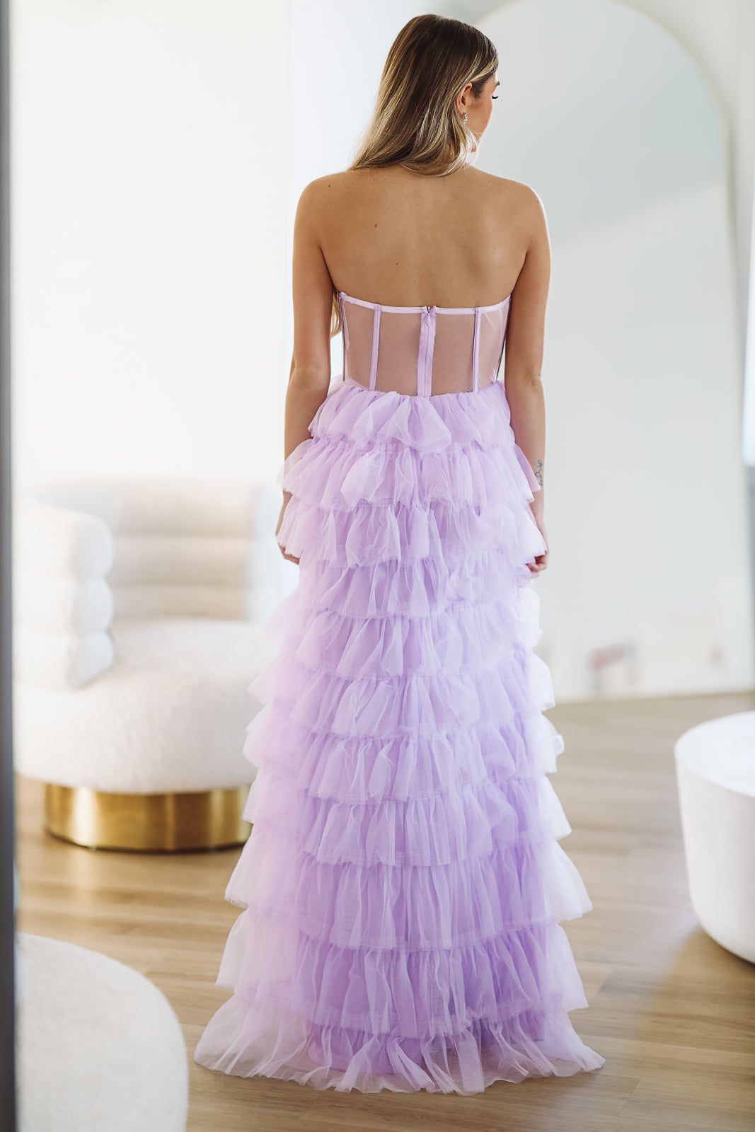 On The VIP List Tiered Maxi Gown - Lavender (FINAL SALE)