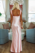 Pink Lace Maxi Dress - Pink