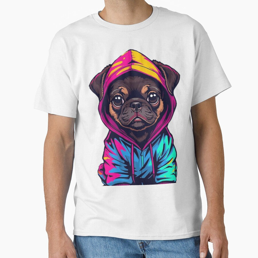 Kawaii Puppy Hoodie Sticker – Colorful Graffiti Street Art Style by DzA-stickers Unisex T-shirt, Sweatshirt, Hoodie, Long Sleeve Tee