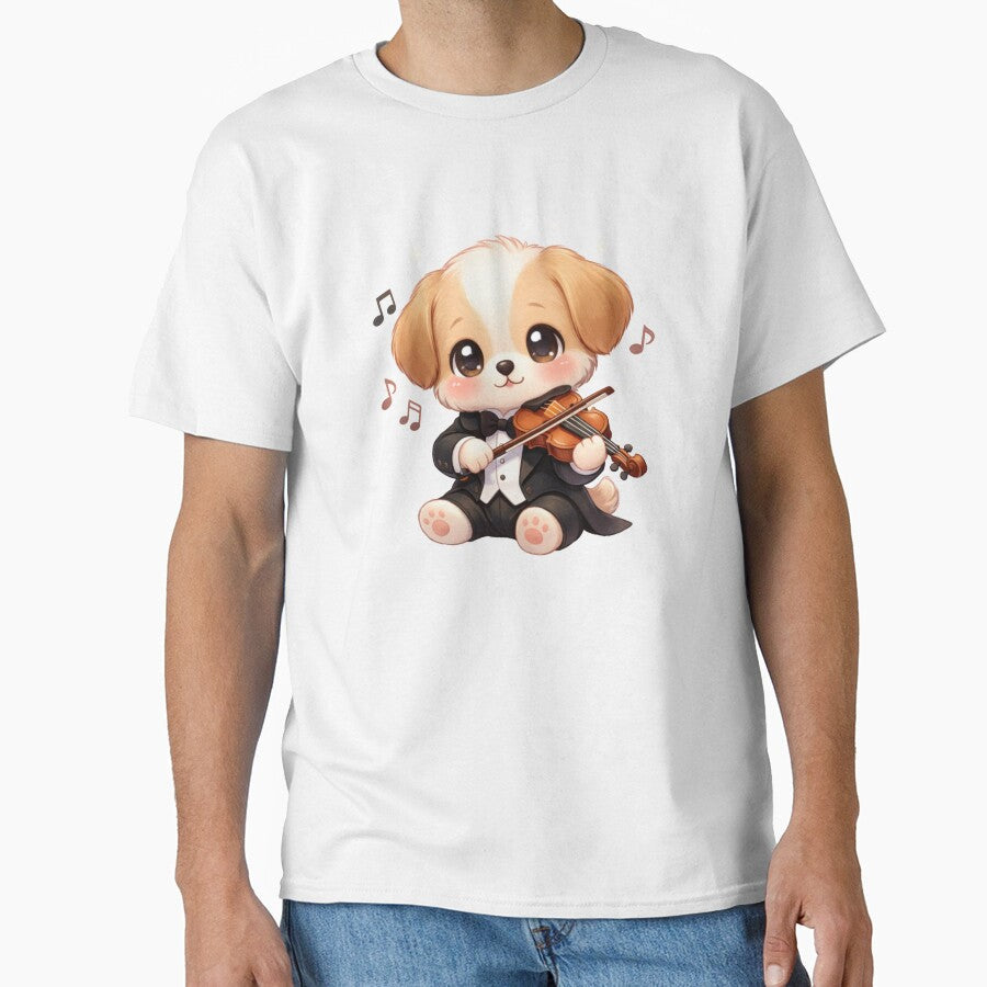 Elegant Kawaii Puppy Violonist - Cute Pastel Dog Playing Music. by Lylysun Unisex T-shirt, Sweatshirt, Hoodie, Long Sleeve Tee