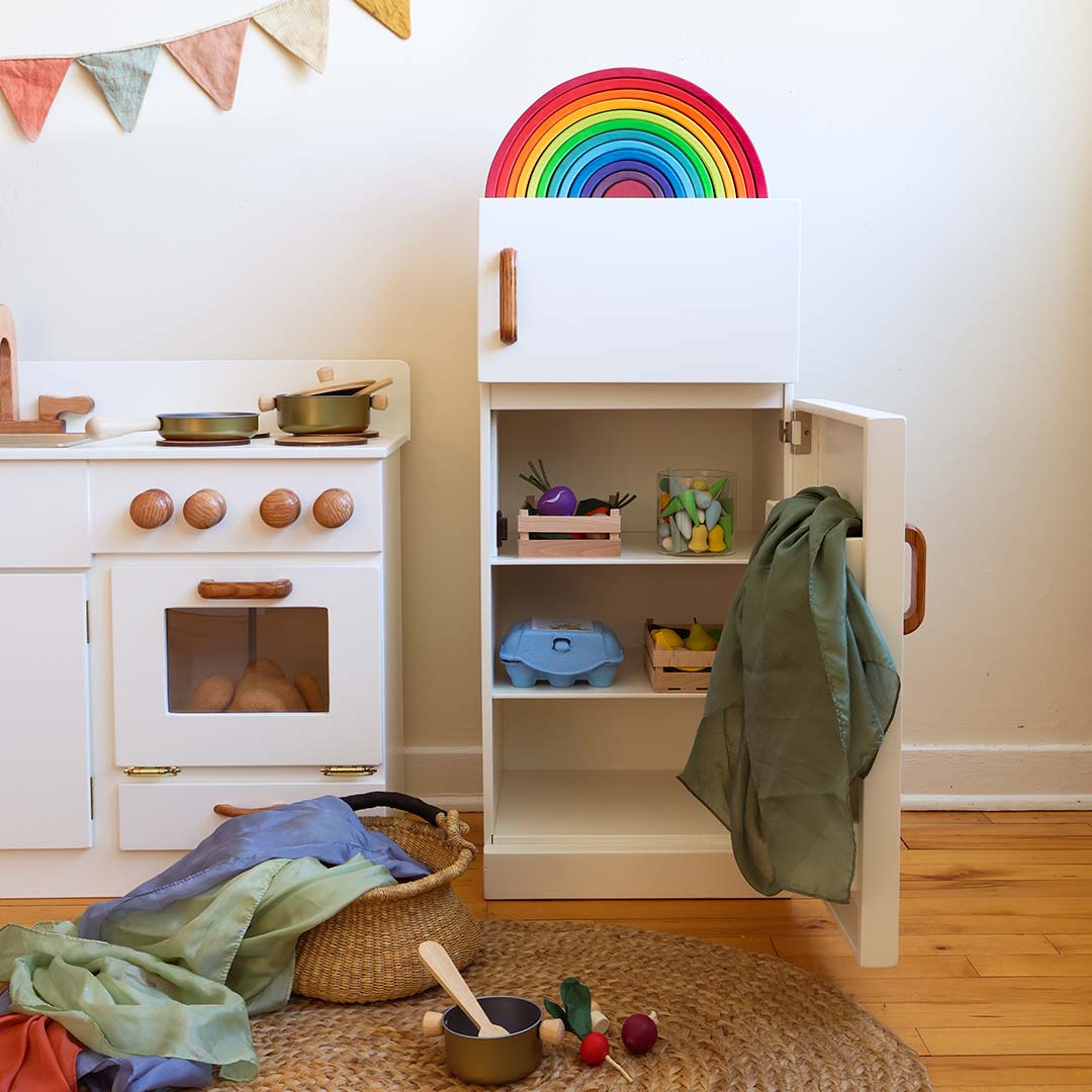 Classic White Wooden Play Refrigerator