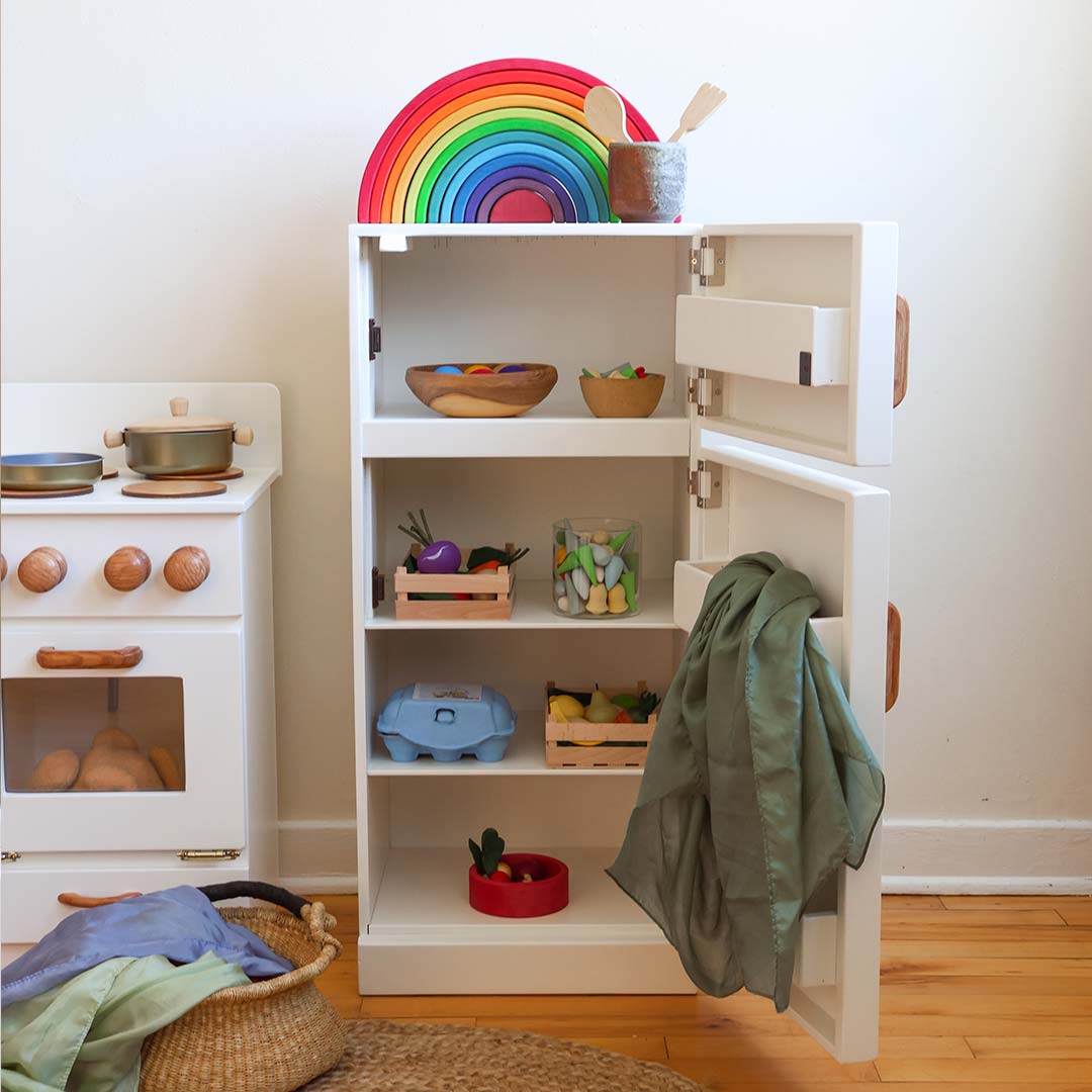Classic White Wooden Play Refrigerator